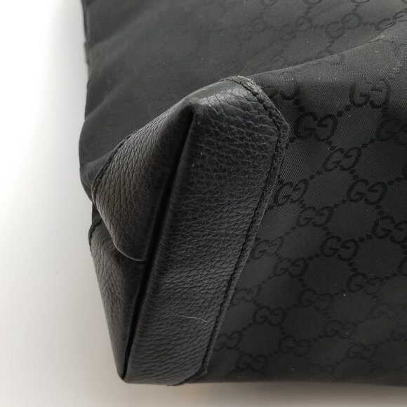 Gucci Shoulder Monogram Tote Bag, Black and Gray, GG Canvas and Leather Shoulder - Picture 5 of 13